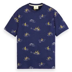 тениска,мъжки,тениски,scotch,&,soda,175567,short,sleeve,t,shirt,blue,(navy,blue,sailboat,aop)