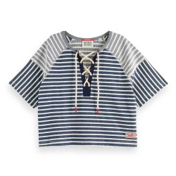 тениска,дамски,тениски,scotch,&,soda,lace,up,boxy,short,sleeve,t,shirt,multicolor