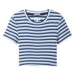 тениска,детски,тениски,tom,tailor,cropped,striped,rib,short,sleeve,t,shirt,navy,middle,blue,white,stripe,(blue)