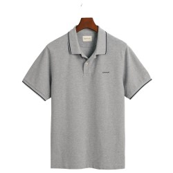 мъжки,блузи,с,яка,gant,tipped,piqué,short,sleeve,polo,grey,melange,(grey)