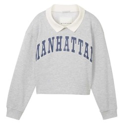 блуза,с,яка,детски,блузи,tom,tailor,cropped,polo,sweatshirt,grey,(light,stone,grey,melange)