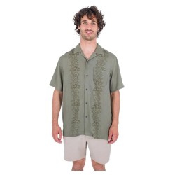 риза,с,къс,ръкав,мъжки,ризи,hurley,linen,rincon,camp,short,sleeve,shirt,green,(h305)