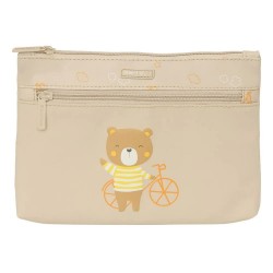 канцеларски,принадлежности,safta,with,two,big,cremalleras,easy,to,clean,preschool,bear,pencil,case,beige,(multicolor)