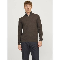 блуза,мъжки,пуловери,jack,&,jones,emil,half,zip,sweater,mulch,detail,twist,(brown,grey)