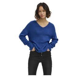 блуза,дамски,пуловери,дамски,плетени,дрехи,vero,moda,crew,lefile,v,neck,sweater,surf,the,web,detail,melange,(blue)