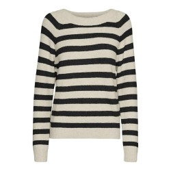 блуза,дамски,пуловери,дамски,плетени,дрехи,vero,moda,doffy,sweater,birch,stripes,w,black,melange,(beige,black)