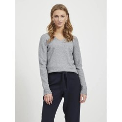 блуза,дамски,пуловери,дамски,плетени,дрехи,vila,ril,v,neck,sweater,grey,(medium,grey,melange)