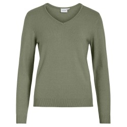 блуза,дамски,пуловери,дамски,плетени,дрехи,vila,ril,v,neck,sweater,oil,green,detail,melange,(green)