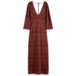 рокля,дамски,поли,и,рокли,scotch,&,soda,metallic,pointelle,long,sleeve,long,dress,red