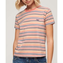 тениска,дамски,тениски,superdry,essential,logo,short,sleeve,t,shirt,sunset,coral,stripe,(orange)