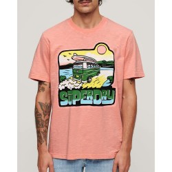 тениска,мъжки,тениски,superdry,neon,travel,graphic,loose,short,sleeve,t,shirt,orange