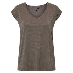 тениска,дамски,тениски,pieces,billo,lurex,stripes,short,sleeve,t,shirt,brown,(morel,detail,lurex,gold)