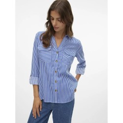 риза,с,дълъг,ръкав,дамски,блузи,дамски,ризи,vero,moda,bumpy,new,long,sleeve,shirt,surf,the,web,stripes,snow,white,(blue)