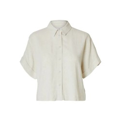риза,с,къс,ръкав,дамски,блузи,дамски,ризи,selected,viva,short,sleeve,shirt,sandshell,(beige)
