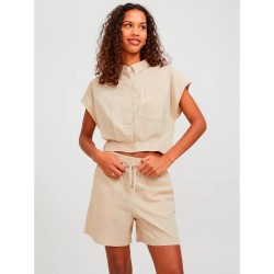 риза,с,къс,ръкав,дамски,блузи,дамски,ризи,jack,&,jones,penny,jjxx,short,sleeve,shirt,beige,(cement)