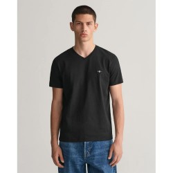 тениска,мъжки,тениски,gant,shield,short,sleeve,v,neck,t,shirt,black