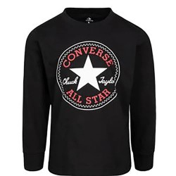 Детска тениска Converse kids Chuck Patch long sleeve T-shirt - Black (Black) детска,тениска,мъжки,тениски,дамски,тениски,converse,kids,chuck,patch,long,sleeve,t,shirt,black,(black)