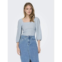тениска,дамски,тениски,only,caro,bal,linen,3,4,sleeve,t,shirt,grey,(blissful,blue,stripes,cloud,dancer)