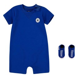 Детски гащеризон Converse kids Lil Chuck short sleeve jumpsuit - Blue (Blue) детски,гащеризон,детски,облекла,за,момчета,converse,kids,lil,chuck,short,sleeve,jumpsuit,blue,(blue)