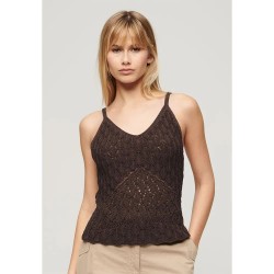 тениска,дамски,тениски,superdry,crochet,cami,sleeveless,t,shirt,brown,(dark,oak,brown)