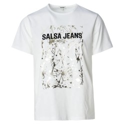 тениска,дамски,тениски,salsa,jeans,graphic,print,short,sleeve,t,shirt,white,(white)