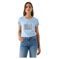 тениска,дамски,тениски,salsa,jeans,sparkling,branding,short,sleeve,t,shirt,blue,(light,blue)