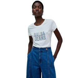 тениска,дамски,тениски,salsa,jeans,sparkling,branding,short,sleeve,t,shirt,light,pearl,(white)