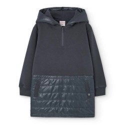 Рокля Boboli Fleece Combined long sleeve dress - Grey (Anthracite) рокля,дамски,поли,и,рокли,boboli,fleece,combined,long,sleeve,dress,grey,(anthracite)
