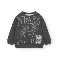 Поларена блуза Boboli Fleece sweatshirt - Grey (Anthracite) поларена,блуза,детски,блузи,boboli,fleece,sweatshirt,grey,(anthracite)