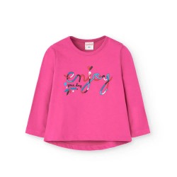 Тениска Boboli Knit long sleeve T-shirt - Pink (Hibiscus) тениска,мъжки,тениски,дамски,тениски,boboli,knit,long,sleeve,t,shirt,pink,(hibiscus)