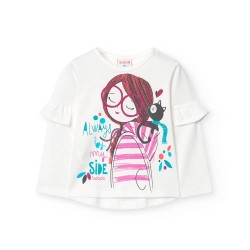 Тениска Boboli Knit long sleeve T-shirt - White (Off White) тениска,мъжки,тениски,дамски,тениски,boboli,knit,long,sleeve,t,shirt,white,(off,white)