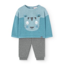 Boboli Knit long sleeve set - Blue / Grey (Aquamarine) детски,екипи,детски,облекла,за,момчета,boboli,knit,long,sleeve,set,blue,grey,(aquamarine)