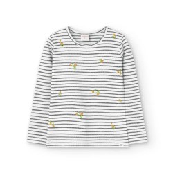 Тениска Boboli Knit Striped long sleeve T-shirt - White (Black) тениска,мъжки,тениски,дамски,тениски,boboli,knit,striped,long,sleeve,t,shirt,white,(black)