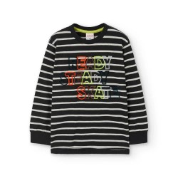 Тениска Boboli Knit Striped long sleeve T-shirt - Black (Stripes) тениска,мъжки,тениски,дамски,тениски,boboli,knit,striped,long,sleeve,t,shirt,black,(stripes)