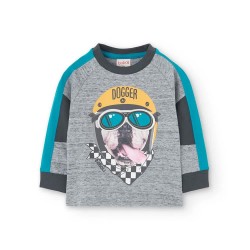 Тениска Boboli Knit Stripes long sleeve T-shirt - Grey (Ice) тениска,мъжки,тениски,дамски,тениски,boboli,knit,stripes,long,sleeve,t,shirt,grey,(ice)