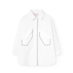 Риза с дълъг ръкав Boboli Poplin long sleeve shirt - White (White) риза,с,дълъг,ръкав,дамски,ризи,мъжки,ризи,boboli,poplin,long,sleeve,shirt,white,(white)