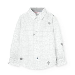 Риза с дълъг ръкав Boboli Poplin Printed long sleeve shirt - White (Print) риза,с,дълъг,ръкав,дамски,ризи,мъжки,ризи,boboli,poplin,printed,long,sleeve,shirt,white,(print)