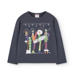 Тениска Boboli Stretch Knit long sleeve T-shirt - Grey (Anthracite) тениска,мъжки,тениски,дамски,тениски,boboli,stretch,knit,long,sleeve,t,shirt,grey,(anthracite)