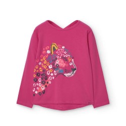 Тениска Boboli Stretch Knit long sleeve T-shirt - Pink (Magenta) тениска,мъжки,тениски,дамски,тениски,boboli,stretch,knit,long,sleeve,t,shirt,pink,(magenta)