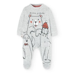 Boboli Velour Play Long Sleeve Pelele - Grey (Grey) детски,пижами,boboli,velour,play,long,sleeve,pelele,grey,(grey)