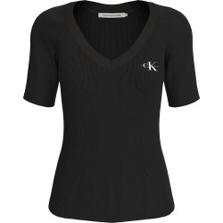 тениска,дамски,тениски,calvin,klein,jeans,label,rib,short,sleeve,t,shirt,black