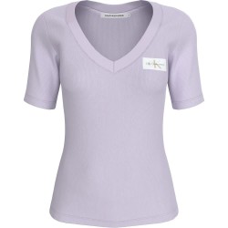 тениска,дамски,тениски,calvin,klein,jeans,label,rib,short,sleeve,t,shirt,purple,(pastel,lilac)