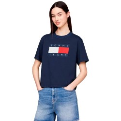 тениска,дамски,тениски,tommy,jeans,bxy,flag,ext,short,sleeve,t,shirt,blue,(dark,night,navy)