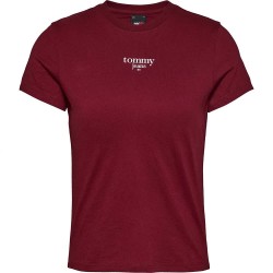 тениска,дамски,тениски,tommy,jeans,slim,essential,logo,1ext,short,sleeve,t,shirt,red,(red,carpet)
