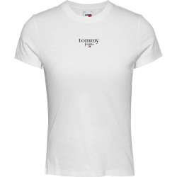 тениска,дамски,тениски,tommy,jeans,slim,essential,logo,1ext,short,sleeve,t,shirt,white