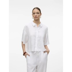 риза,с,къс,ръкав,дамски,блузи,дамски,ризи,vero,moda,linn,2,4,short,sleeve,shirt,snow,white,(white)