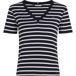 тениска,дамски,тениски,tommy,hilfiger,slim,cody,short,sleeve,v,neck,t,shirt,multicolor