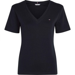 тениска,дамски,тениски,tommy,hilfiger,slim,cody,short,sleeve,v,neck,t,shirt,blue