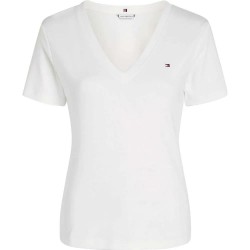 тениска,дамски,тениски,tommy,hilfiger,slim,cody,short,sleeve,v,neck,t,shirt,nos,ecru,(white)