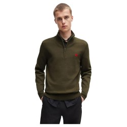 блуза,мъжки,пуловери,hugo,san,quintus,c,half,zip,sweater,green,(dark,beige)